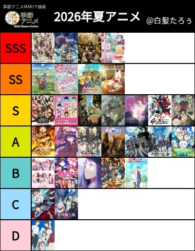 2026年夏アニメ豊作です。